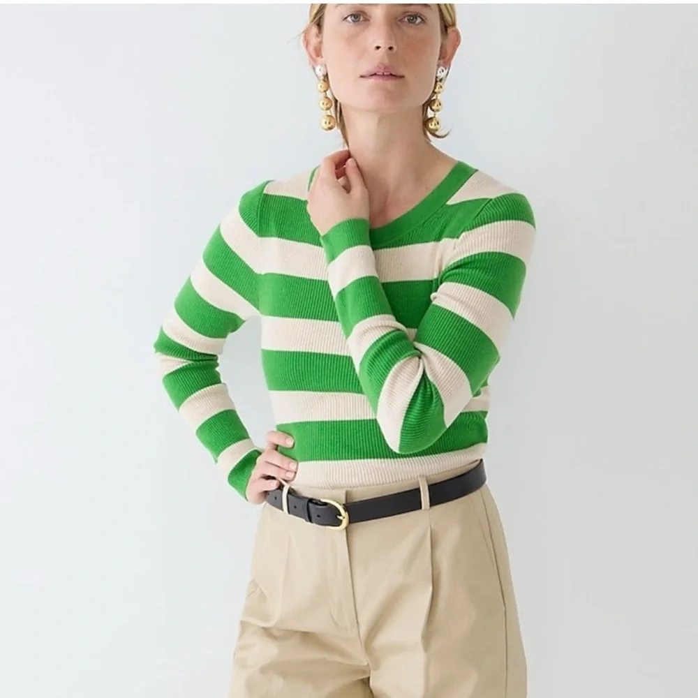 J. Crew Rugby Stripe Cropped Ribbed Sweater